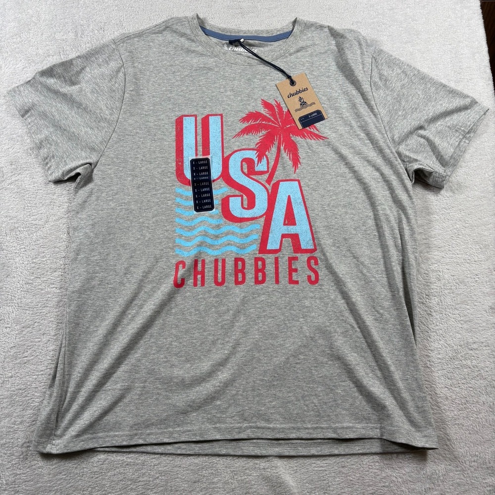 Chubbies T-Shirt Mens XL Gray The‎ Chub Spangled Banner Non Pocket Graphic Tee